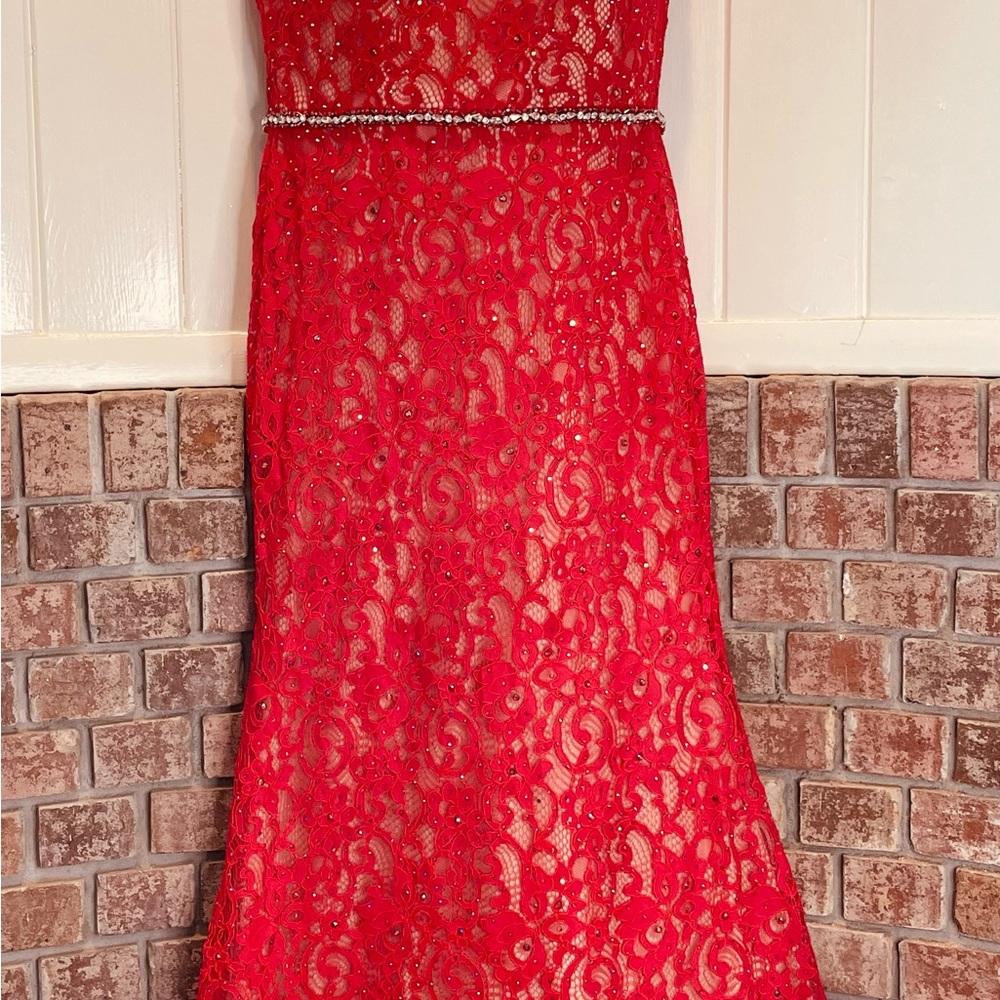 Angela & Alison Red Lace Dress NWT Size 12